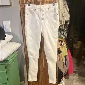 Madewell White 10” High-Waisted Skinny Cropped Jeans